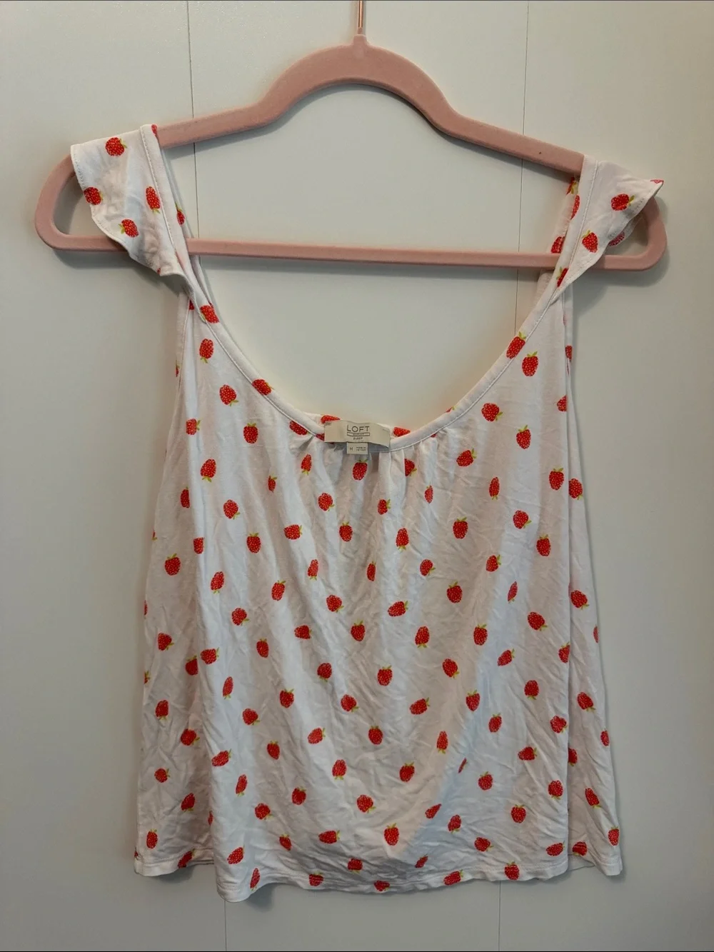 LOFT White Strawberry-Print Tank Top